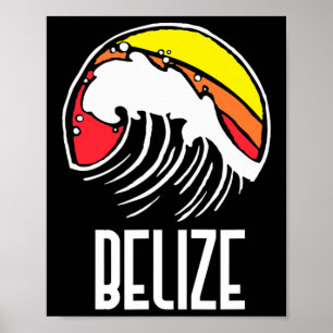 Belise Vintage 80s Retro Surfing Beach Wave Graphi Poster