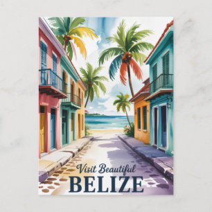 Belise Watercolor Travel Art Vintage Postcard