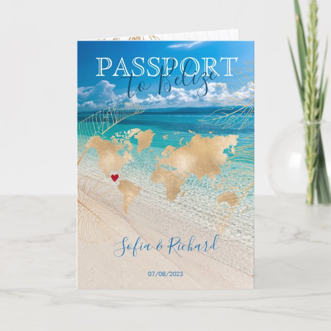 Belise Wedding Destination Passport  Map QR code Invitation (Front)