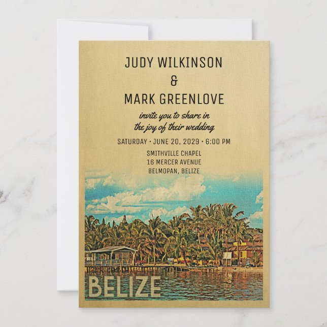 Belise Wedding Invitation Vintage Mid-Century (Front)