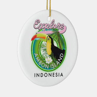 Belitung Indonesia travel logo Classic Round Stick Ceramic Tree Decoration