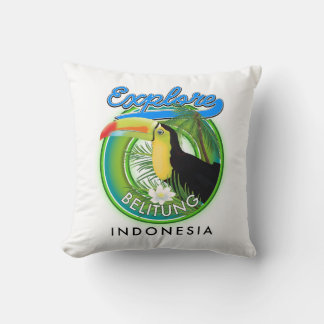 Belitung Indonesia travel logo Classic Round Stick Cushion