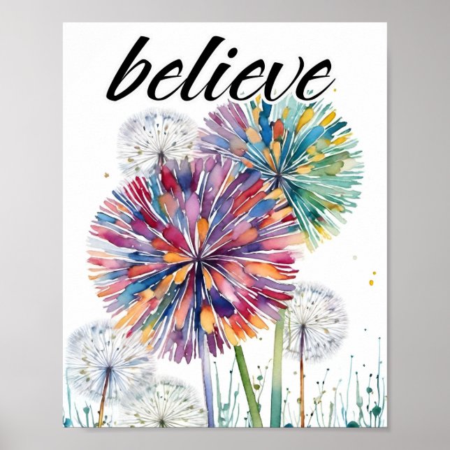  Belive! Dandelions wishing weeds Poster (Front)