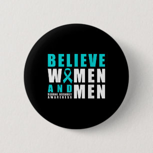 Belive Women & Men Ual Ault Awareness Ribbon 6 Cm Round Badge