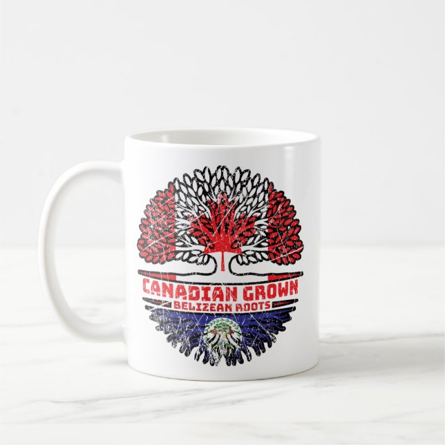 Belize Belizean Canadian Canada Tree Roots Flag Coffee Mug (Left)