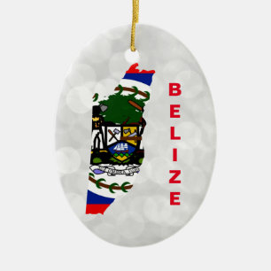 Belize Belizean Flag Map Ceramic Tree Decoration