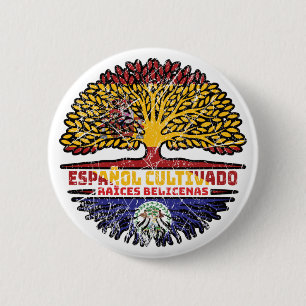 Belize Belizean Spain Spanish Tree Roots Flag 6 Cm Round Badge