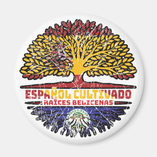 Belize Belizean Spain Spanish Tree Roots Flag Magnet