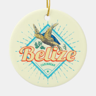 Belize Caribbean Retro Turtle Vintage Souvenir Ceramic Tree Decoration