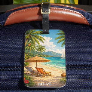 Belize Caribbean Tropical Vintage Travel Luggage Tag
