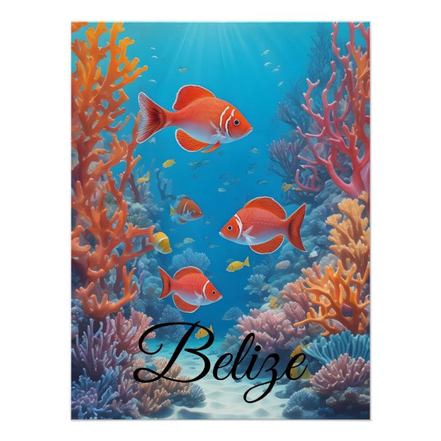 Belize Coral Reef Travel Poster (Front)