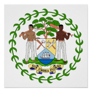 Belize country coat arms symbol emblem flag poster