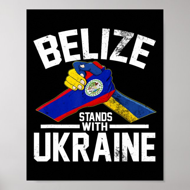 Belize Stands With Ukraine Ukrainian Flag Tees  Poster (Front)