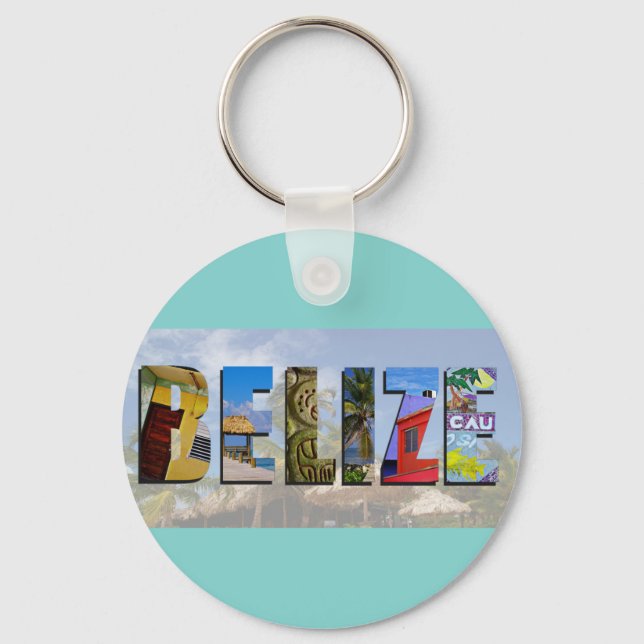 Belize Tropical Beach Blue Ocean Travel Photos Key Ring (Front)