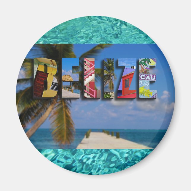 Belize Tropical Beach Blue Ocean Travel Photos Magnet (Front)