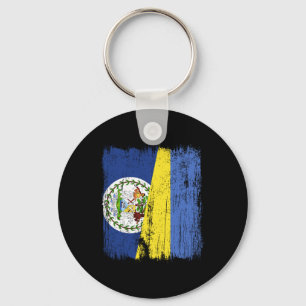Belize Ukraine Half Flag Belizean Ukrainian Herita Key Ring