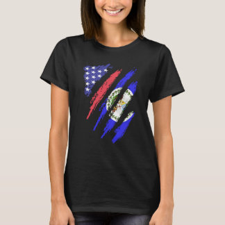 Belizean American Patriot Grown Heart Flag Stripes T-Shirt