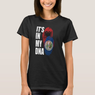 Belizean And Albanian Mix DNA Flag Heritage T-Shirt