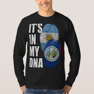 Belizean And Argentinian Mix DNA Flag Heritage T-Shirt