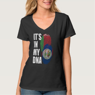 Belizean And Belarusian Mix DNA Flag Heritage T-Shirt