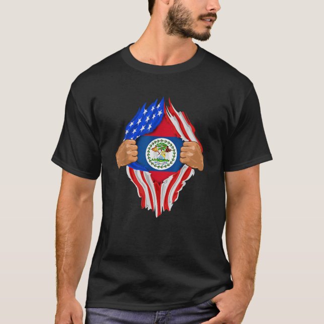 Belizean Blood Inside Me  Belise Flag Gift  T-Shirt (Front)