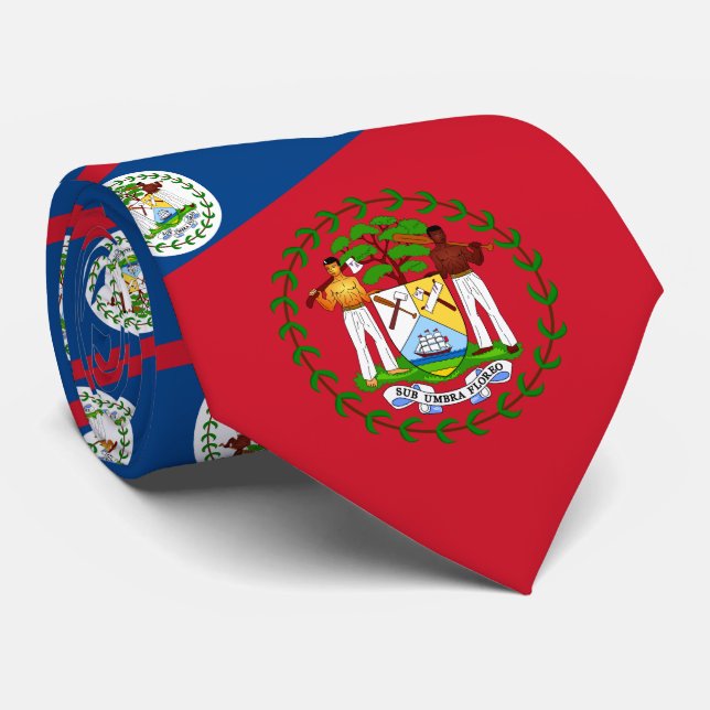 Belizean Flag and Coat of Arms, Belize Tie (Rolled)