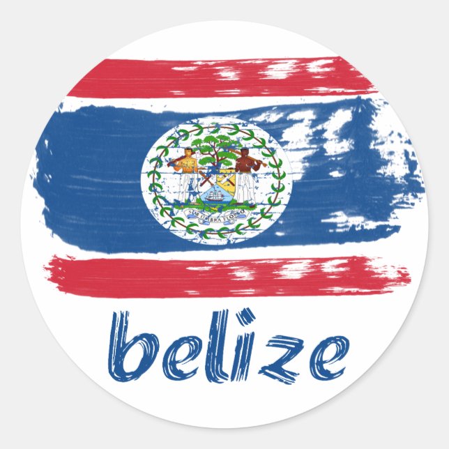 Belizean Flag designs Classic Round Sticker (Front)