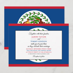Belizean Flag, Flag of Belize Wedding Invitation
