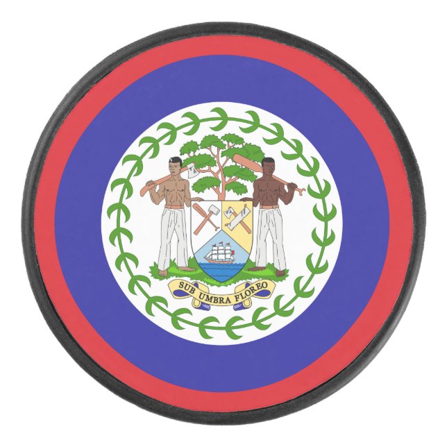 Belizean Flag Hockey Puck (Front)