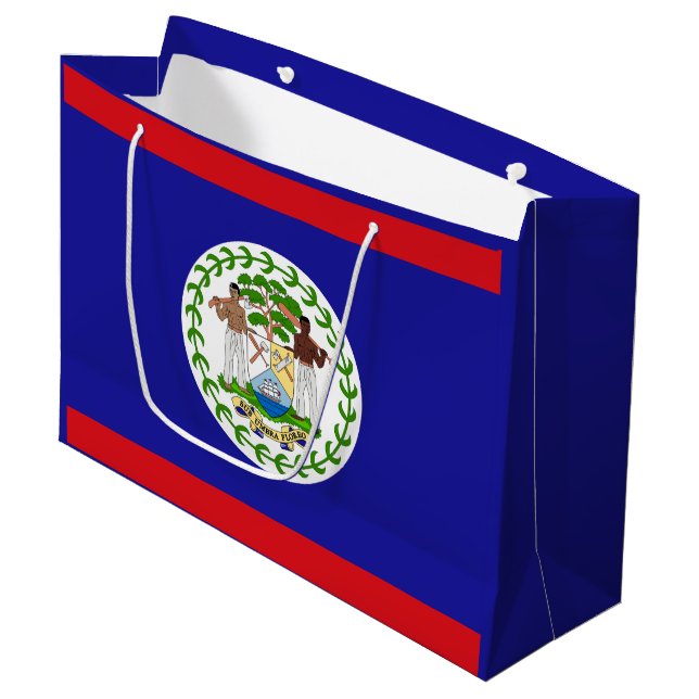 Belizean Flag Large Gift Bag (Front Angled)