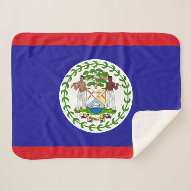 Belizean Flag Sherpa Blanket (Front (Horizontal))