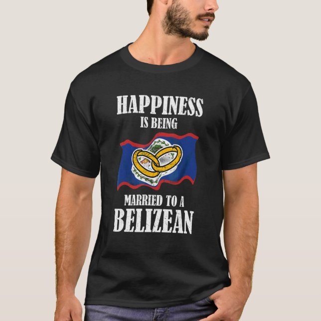 Belizean Marriage Belise Married Flag Wedded Cultu T-Shirt (Front)