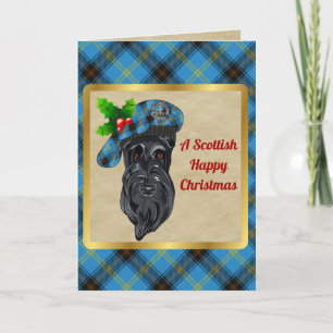 Bell Badge & Tartan Personalised Xmas Card
