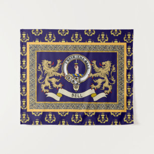 Bell Clan Badge Personalised Blue Tapestry
