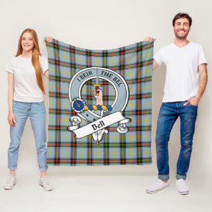 Bell Clan Badge Tartan Plaid Fleece Blanket
