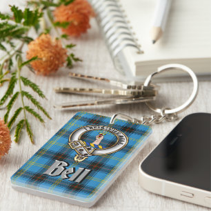 Bell Clan Badge/Tartan Rectangle Key Ring