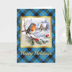 Bell Crest & Tartan w/Robin Personalised  Card