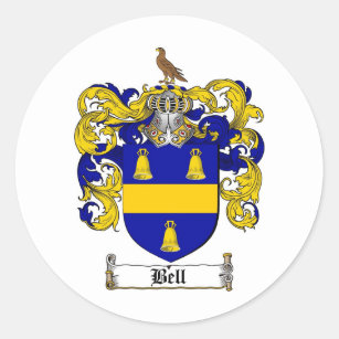 BELL FAMILY CREST -  BELL COAT OF ARMS CLASSIC ROUND STICKER