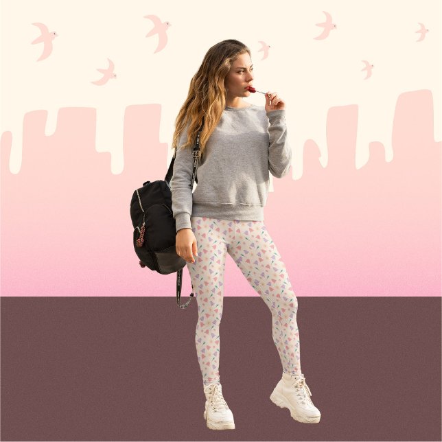 Bell Flowers on beige background Pattern Leggings (Creator Uploaded)