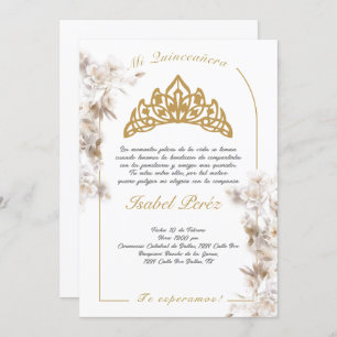 Bell frame Quinceañera invitation in Spanish