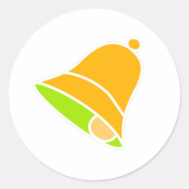 Bell Gold Left Inv 45 deg The MUSEUM Zazzle Gifts Classic Round Sticker (Front)