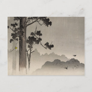 Bell hanging from a tree - Japanese Woodblock Postcard