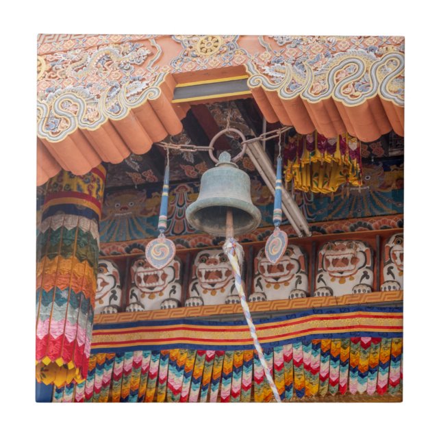 Bell in Punakha Dzong - Bhutan, Himalaya, Asia Tile (Front)