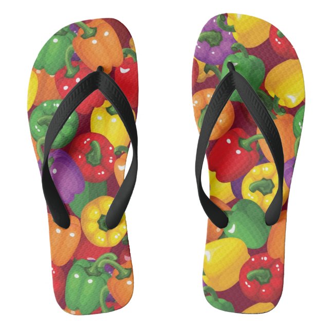 Bell Pepper Pattern Flip Flops (Footbed)