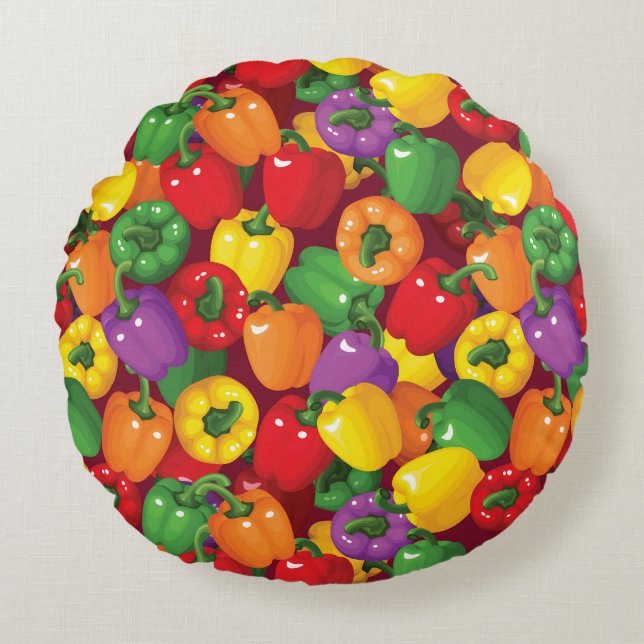 Bell Pepper Pattern Round Cushion (Front)