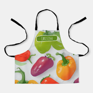 Bell pepper Watercolor Colourful Personalised Patt Apron