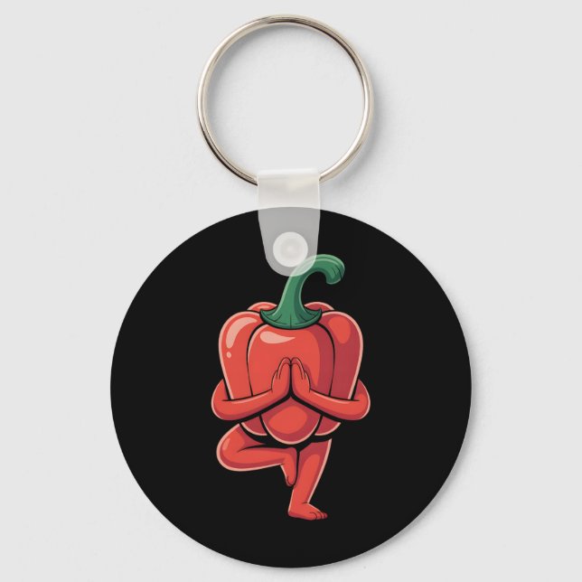 Bell Pepper Yoga  Key Ring (Front)