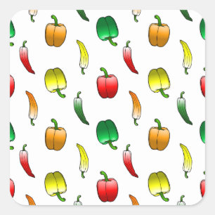 Bell Peppers and Long Sweet Peppers Square Sticker