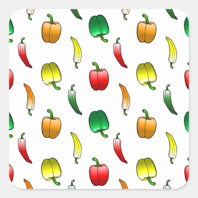 Bell Peppers and Long Sweet Peppers Square Sticker (Front)