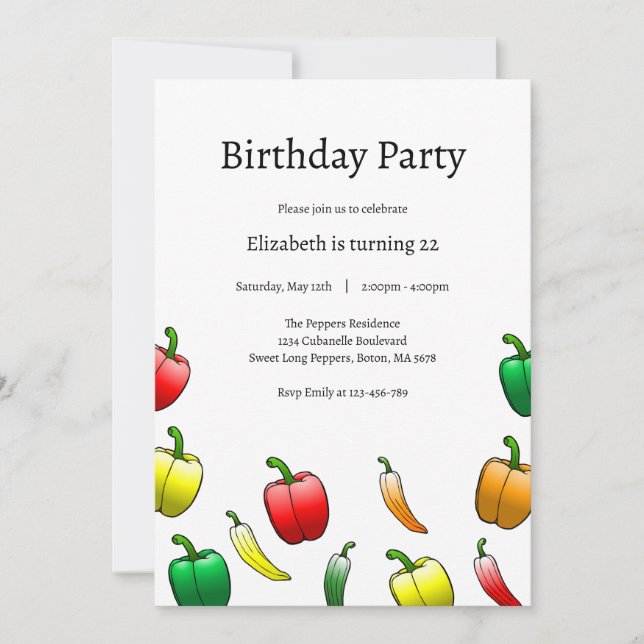 Bell Peppers and Sweet Long Peppers Invitation (Front)